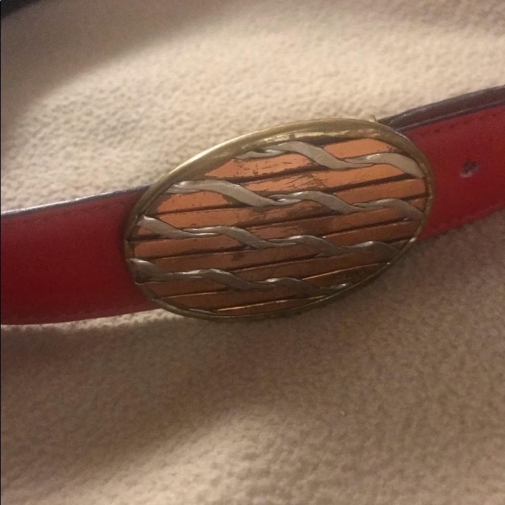 Vintage Celine red leather Belt and Buckle - Picture 12 of 12